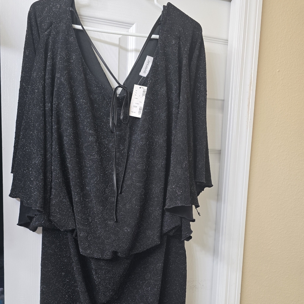 Avenue Gray Sheath Dress with Flutter Sleeves and V-Neck